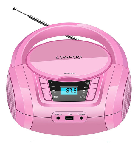 Reproductor De Cd Lonpoo Bluetooth/usb/aux Rosa