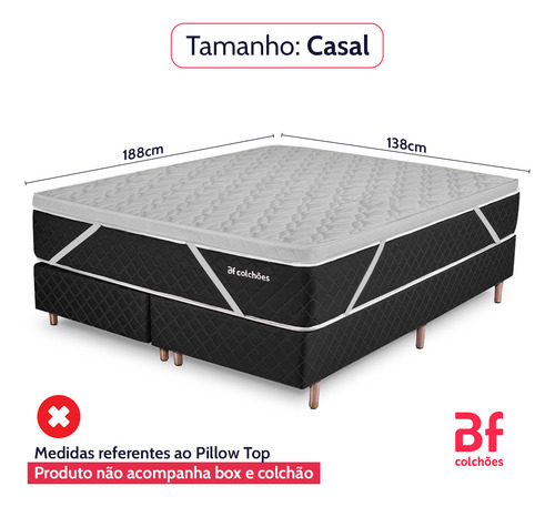 Pillow Top Casal Espuma D45 Firme 138x188x5cm - Bf Colchões Cor Branco Desenho do tecido Liso