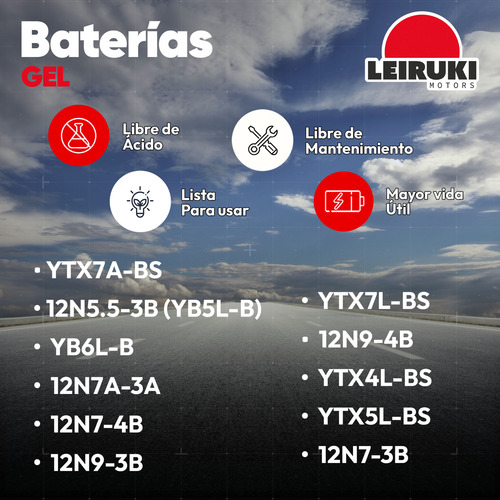 Bateria Gel Moto Yb6l-b Lithium150 Ft150 Cargo150 Leiruki