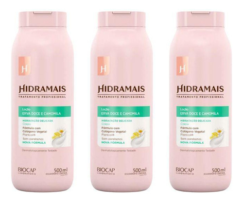  Hidratante Corporal Hidramais 500ml Erva Doce Kit 3un