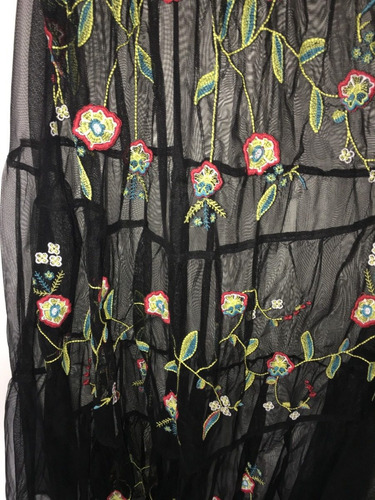 Vestido Tul Mujer Importado Bordado Negro Calidad Premium