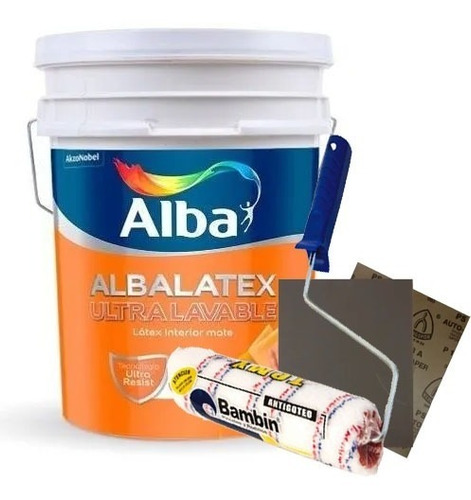 Albalatex Ultralavable 20 Lts + Rodillo + Lijas