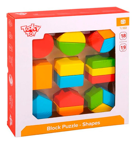 Encastre Didáctico Fracciones Block Puzzle Shapes Tooky Toy Color Multicolor
