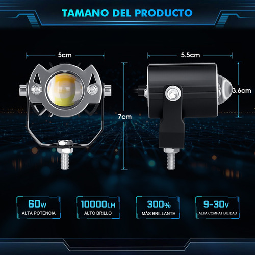 Par Faros De Lupa Led Focos Luz Forma De Murciélag Para Moto
