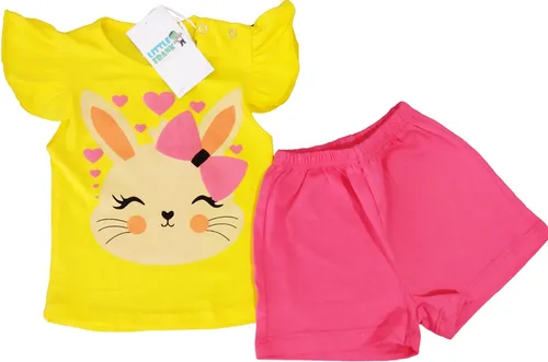 comprar Conjunto Algodon Bebe Remera Short Conejita Premium