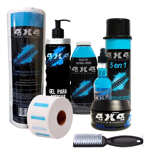 Kit Insumos Corte Afeitado Combo Barber 4x4 Profecional 