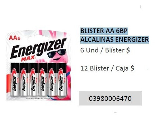Bateria Pila Aa  Alcalinas Energizer Blister De 6 Unidades