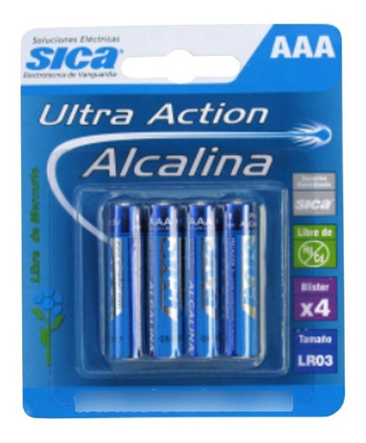 Blister Pilas Aaa Alcalinas 1,5v Sica No Recargable 4 Unidad