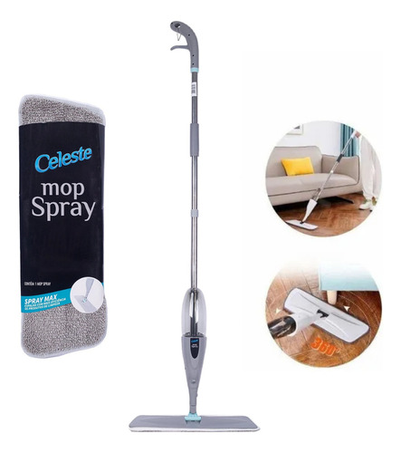 Mop Spray Com Reservatório Esfregão Vassoura Mágica Cor Cinza Cinza