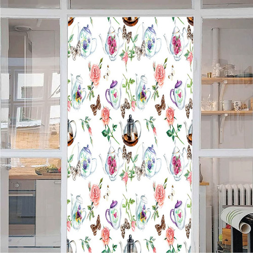 Adhesivo Para Ventana Flor Vintage Pegatina Anti Puerta Rama