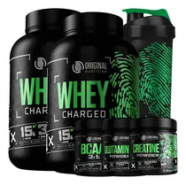 Comprar Combo 2x Whey Charged + Glutamina + Bcaa + Creatina + Shaker Sabor Chocolate