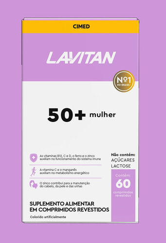 Kit 6 Suplemento Lavitan 50+ Mulher 60 Comprimidos - Cimed Sem Sabor