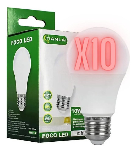 10 Focos Led 10w Luz Blanca Oferta¡ Gran Iluminación (50w) 