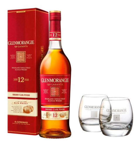 Whisky Glenmorangie Single Malt 12 Años + 2 Vasos Originales