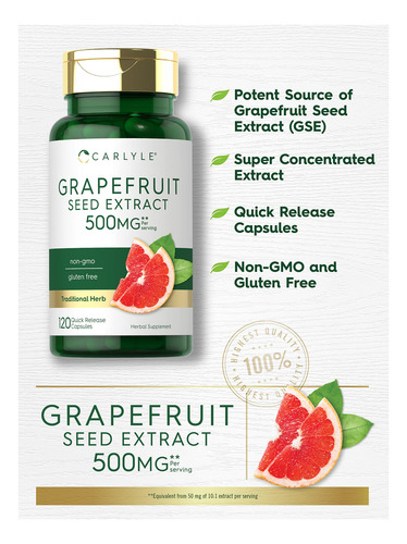 Suplemento De Extrato De Semente De Toranja Carlyle 500 Mg 1