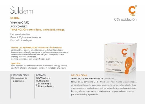 Serum Vitamina C (monodosis) Sulderm Todo Tipo De Piel Día/noche