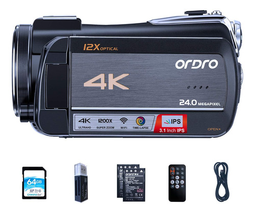 Ordro Cámara De Vídeo 4k Videocámara De Transmisión En Vivo