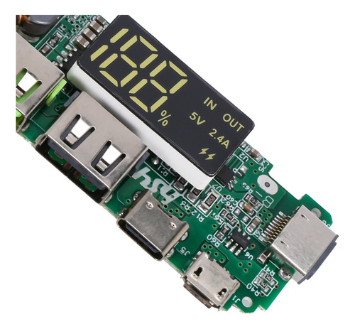 Banco De Energia Móvel Led Dual Usb 5v 2.4a Micro/-c Usb 186