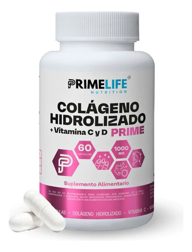 Colágeno Hidrolizado Primelife, 60 Cápsulas 1000mg