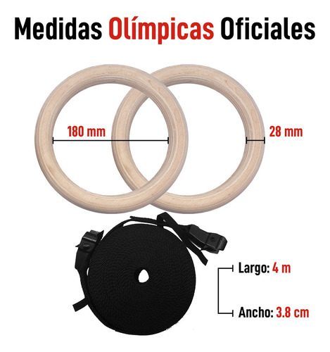 Anillas Olímpicas Madera Fitnics Calistenia Crossfit 2 Unids