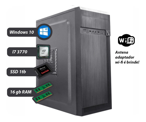 Computador Pc Cpu Core I7 16gb Ram Ssd 1tb Wifi Windows 10