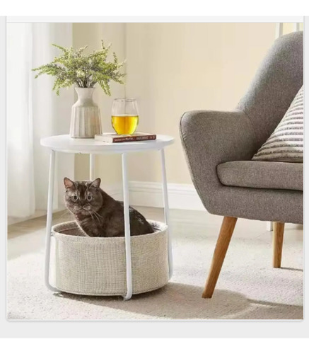 Mesa Auxiliar Mesita De Noche Con Cesto