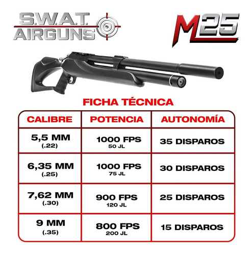 Rifle Pcp M25 Swat Airguns 7,62 Mm