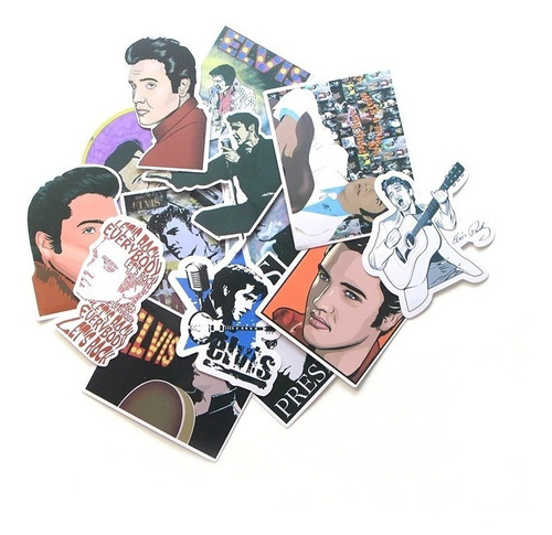 Set 14 Stickers Calcomanias Elvis Presley Envio Gratis