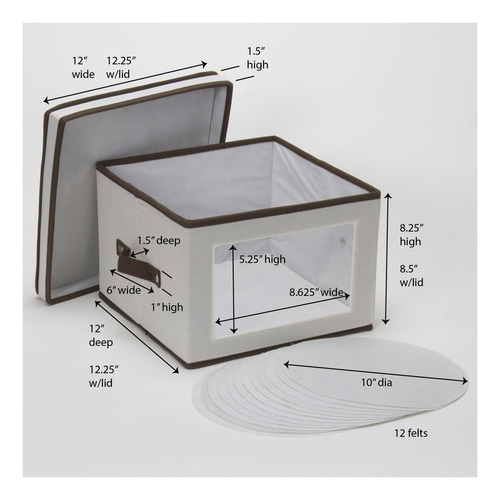 Caja De Almacenamiento Para Vajilla Con Tapa Y Asas Lona Nat