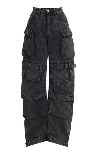 Pantalones Cargo Multibolsillos De Patchwork Moda Para Mujer