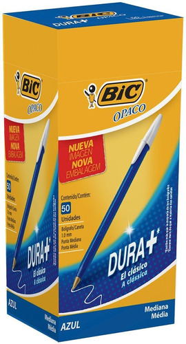 Birome Bic Opaco En Caja X 50 Bolígrafos Trazo Medio Clásico