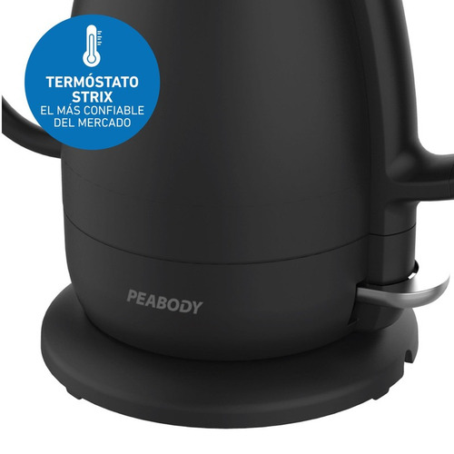 Imagen 9 de 9 de Pava Eléctrica Peabody Barista Con Jarra De Vidrio Y Reloj Color Negro