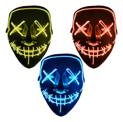 Máscara De Led - The Purge Cor Azul Led Azul