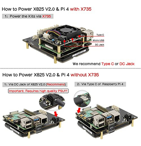 Geekworm Para Raspberry Pi 4, X825 V2.0 Sata Hdd/ssd De 2,5