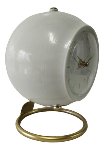Imagen 3 de 4 de Reloj De Mesa Metalico Con Pie De Hierro Dorado Deco