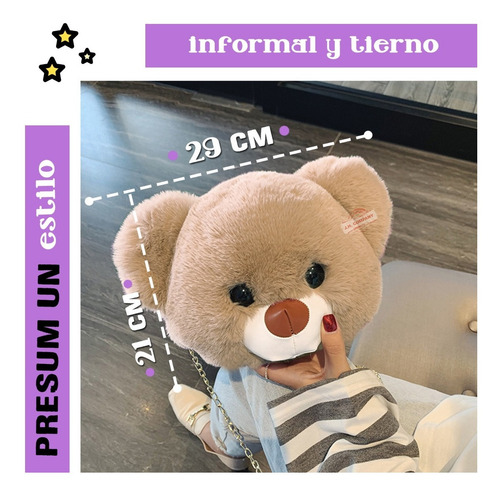 Imagen 2 de 10 de Bolsa Para Dama Crossbody Mochila Oso De Peluche Moda Kawaii