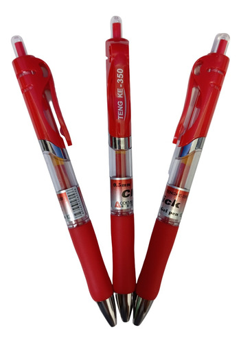 Boligrafos Lapiceros Tinta Gel Rojo Ke-350 12 Und