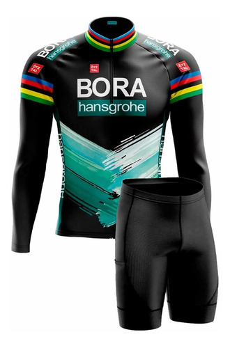 Conjunto Camisa Manga Longa E Bermuda Ciclismo Bora