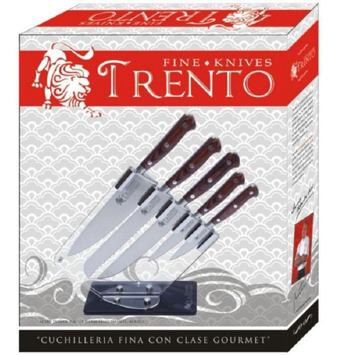 Imagen 2 de 5 de Set De Cuchillos Trento Juego Cocina Cepo Acrilico 5 Piezas