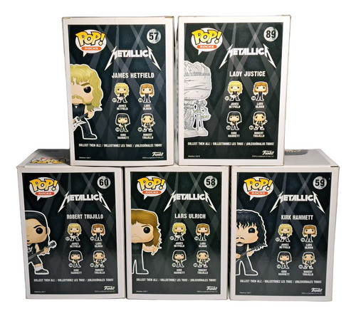 Funko Pop Metallica James, Lars, Kirk, Robert, Lady Justice (Usado)
