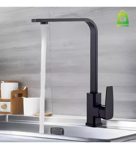 Torneira Gourmet Monocomando Quadrada 360 Cor Preto Fosco
