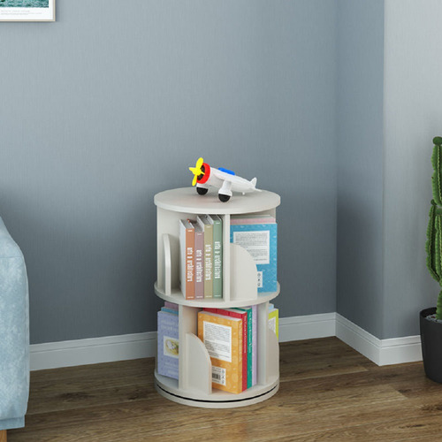 2-layer 360° Rotating Bookshelf Floor-standing Bookshelf