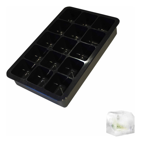 Cubetera De Silicona Mediana Ionify Para 15 Cubos De Hielo Color Negro