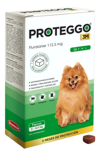 Antipulgas Para Perro Proteggo 3m 2-4.5 Kg X1 Tbl
