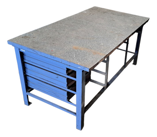 Mesa De Trabajo Ideal Industria Herrero Hierro + Madera Celeste (Usado)