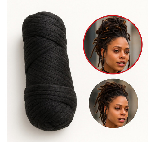Kit 3 Rolos Fio Panamá Importado Para Tranças Box Braids 80g Preto