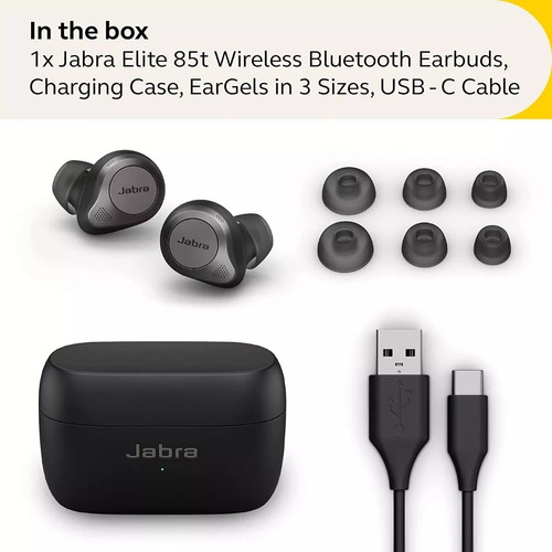 Imagen 3 de 10 de Auricular Jabra Elite 85t Titanium Black Ipx4 Anc 25hs App