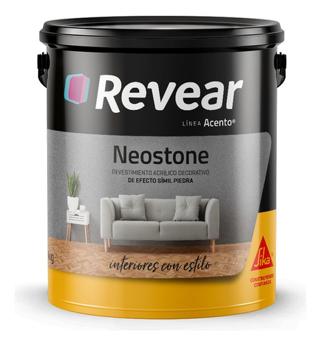 Revear Revestimiento Acrílico Símil Piedra Neostone 5kg Rex Color Azabache