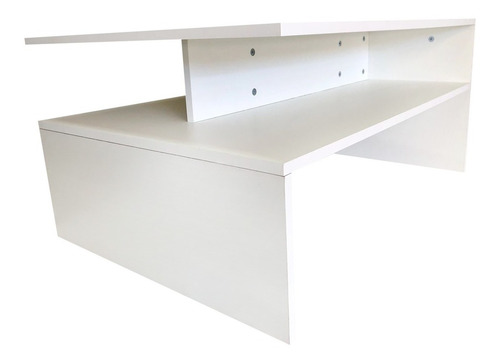 Mesa De Centro Doble Repisa Minimalista Bicolor Color Blanco Absoluto