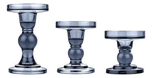 Lewondr Candelabros De Vidrio, 3 Piezas De Candelabros Trans